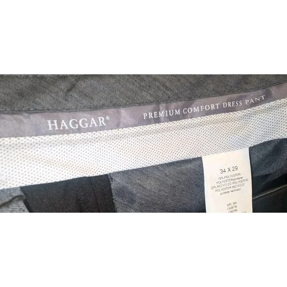 Haggar Dress Pants Classic Fit Premium Comfort Black Size 34 Waist x 29 Length - Picture 3 of 15
